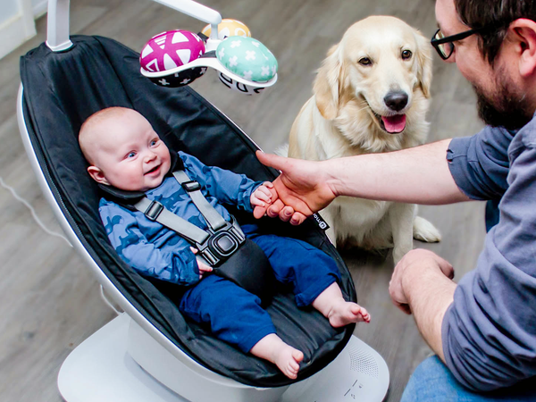 Baby in MamaRoo Multi-Motion Baby Swing